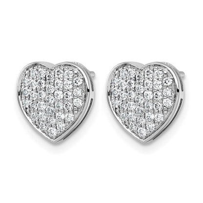 14K Weißgold Herz-Ohrstecker mit Diamant-Pavé, 0,5 ct