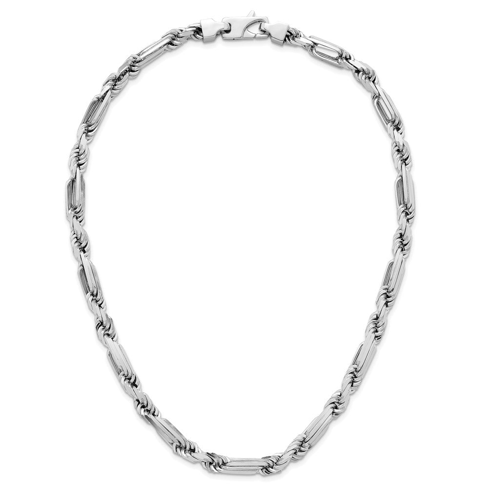 Sterlingsilber Rhodiniert Poliert 8.00mm Figaro Kordel Kette 20 Zoll Halskette