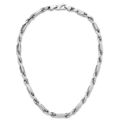 Sterlingsilber Rhodiniert Poliert 8.00mm Figaro Kordel Kette 20 Zoll Halskette