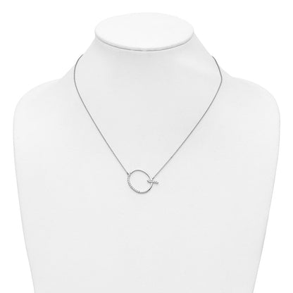 14K Weißgold Seitlich Diamant Initiale Q 18 Zoll Halskette