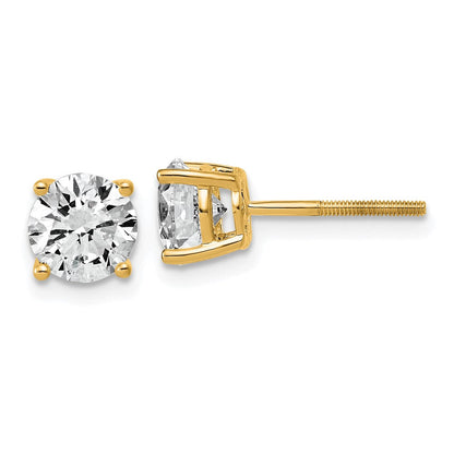 14K Gelbgold Ohrstecker mit rundem, laborgezüchtetem 2K-Diamanten, VS/SI+ G+, komplett gefasst, Vierklauenfassung, leichtgewichtig, mit Schraubverschluss
