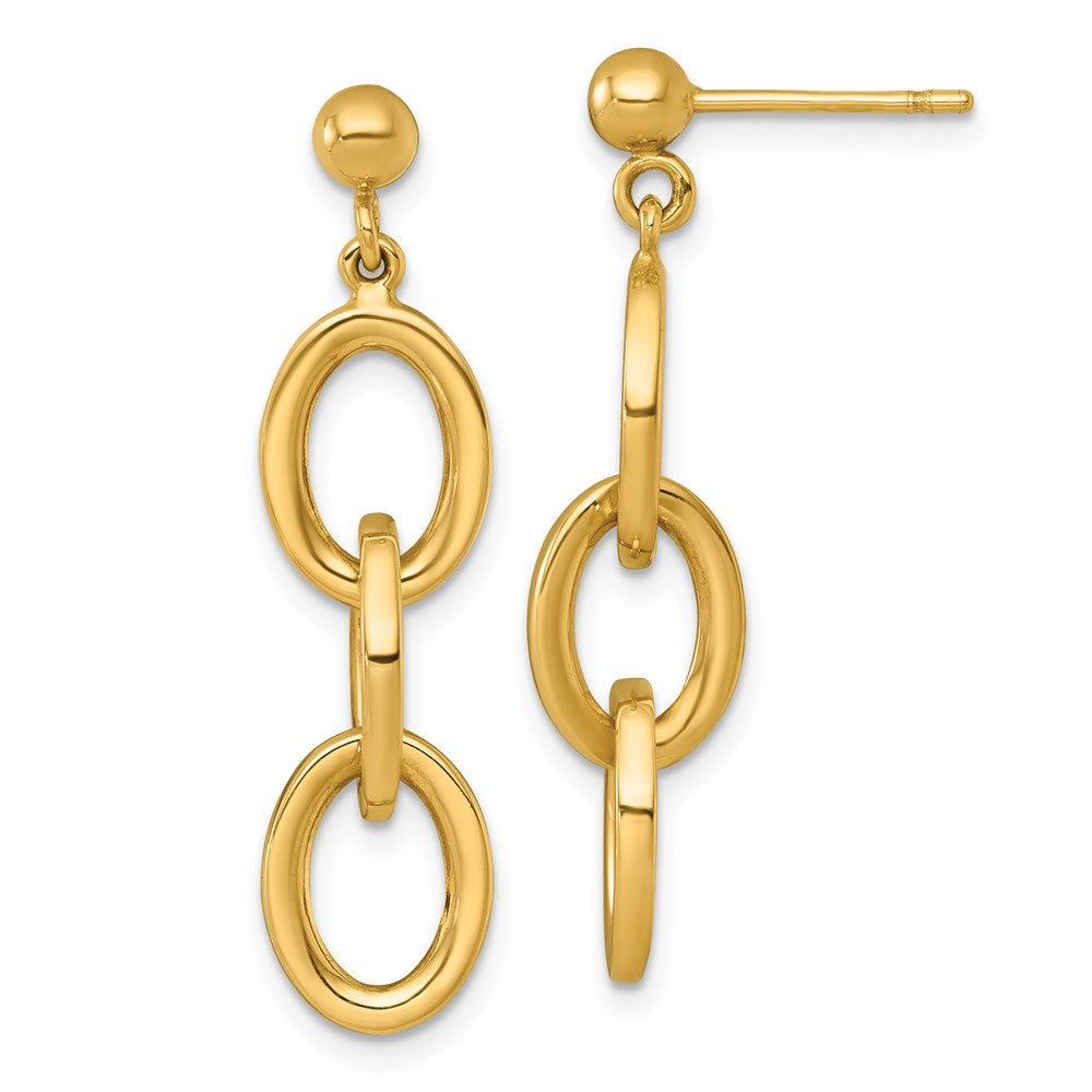 14K Gelbgold Poliert Ovals Hängend Ohrstecker