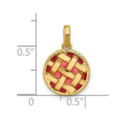 14K Gelbgold Fancy-Charm „Kuchen" rot emailliert