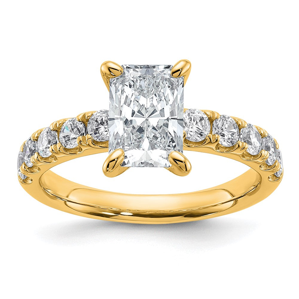 14K Gelbgold 2 1/5 Karat Zertifiziert Im Labor Gezüchtet Diamant Vs+ F+ Radiant Komplett Verlobungsring