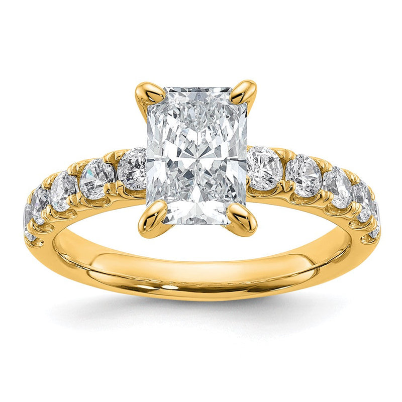 14K Gelbgold 2 1/5 Karat Zertifiziert Im Labor Gezüchtet Diamant Vs+ F+ Radiant Komplett Verlobungsring