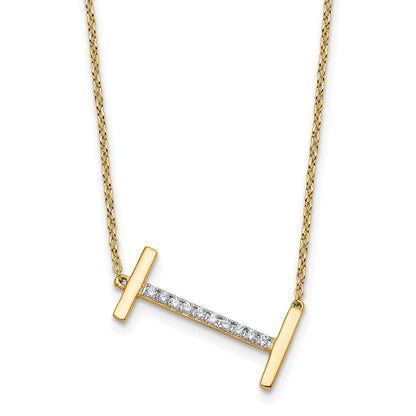 14K Gelbgold Seitlich Diamant Initiale I 18 Zoll Halskette
