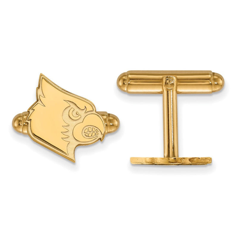 14K Gelbgold Gold Logoart University Of Louisville Cardinal Manschette Knöpfe