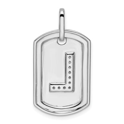 14K Weißgold Diamant Erkennungsmarke Charm mit Buchstabe L
