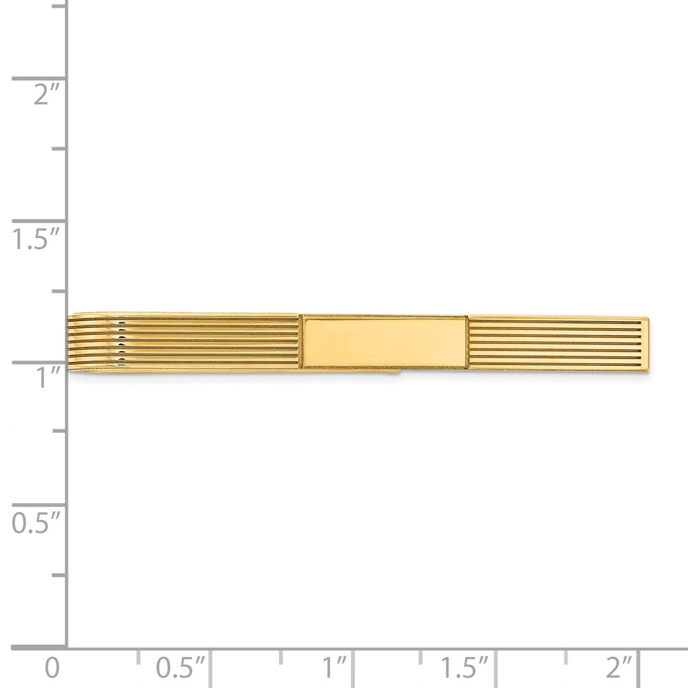 14K Gelbgold Herren Gerillt Gravierbar Krawatten Stab