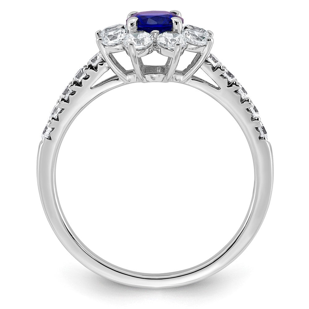 14K Weißgold Vs/si G+ Im Labor Gezüchtet Diamant und Aaa Qualität Echt Blau Sapp
