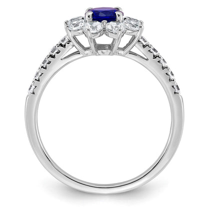14K Weißgold Vs/si G+ Im Labor Gezüchtet Diamant und Aaa Qualität Echt Blau Sapp