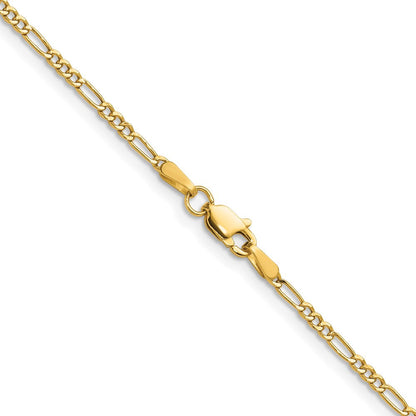 14K Gelbgold 1.9mm Halbmassiv Figaro Halskette
