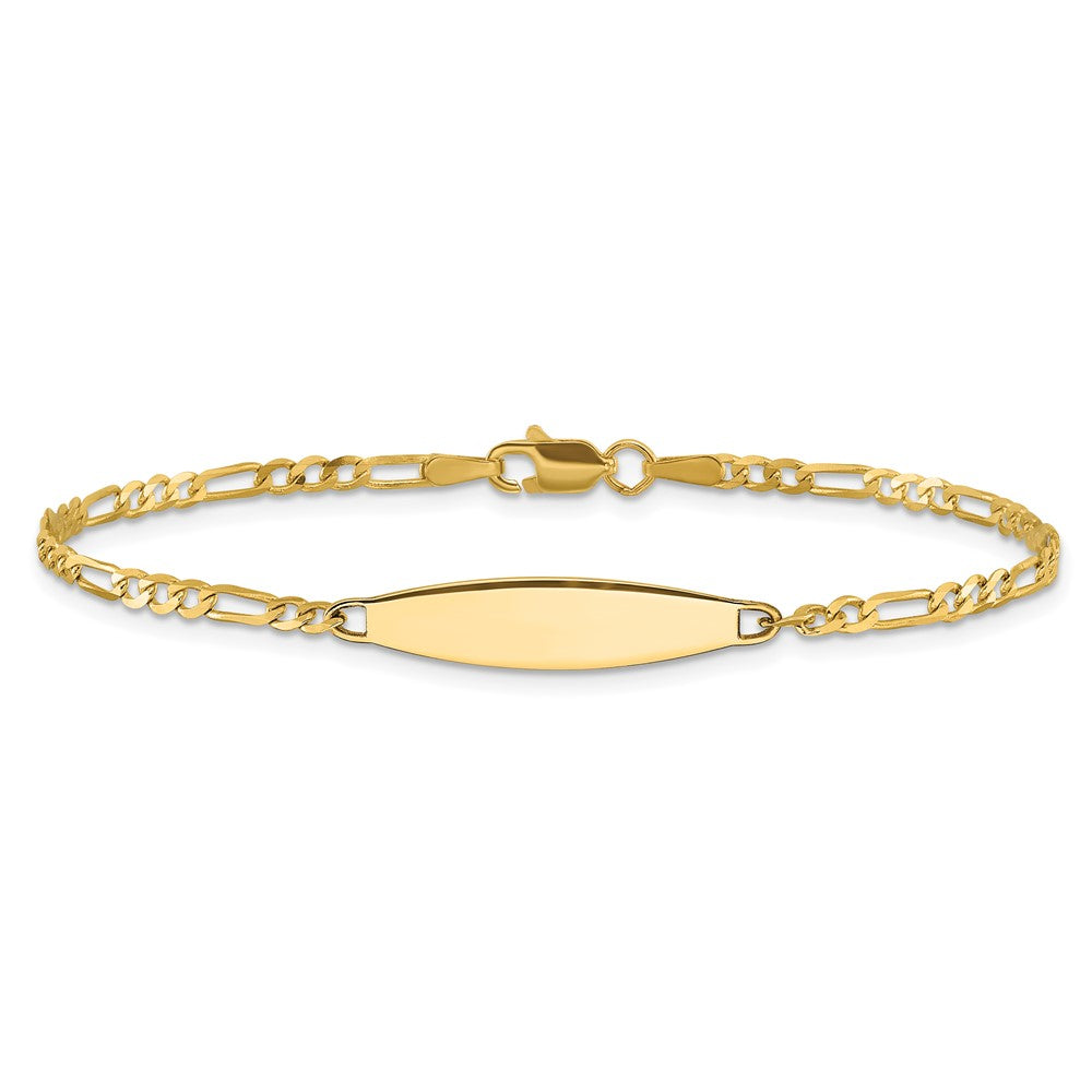 14K Gelbgold Poliert Massiv Kette/solid Platte Figaro Glieder 24.6x5.5mm Platte Id Armband