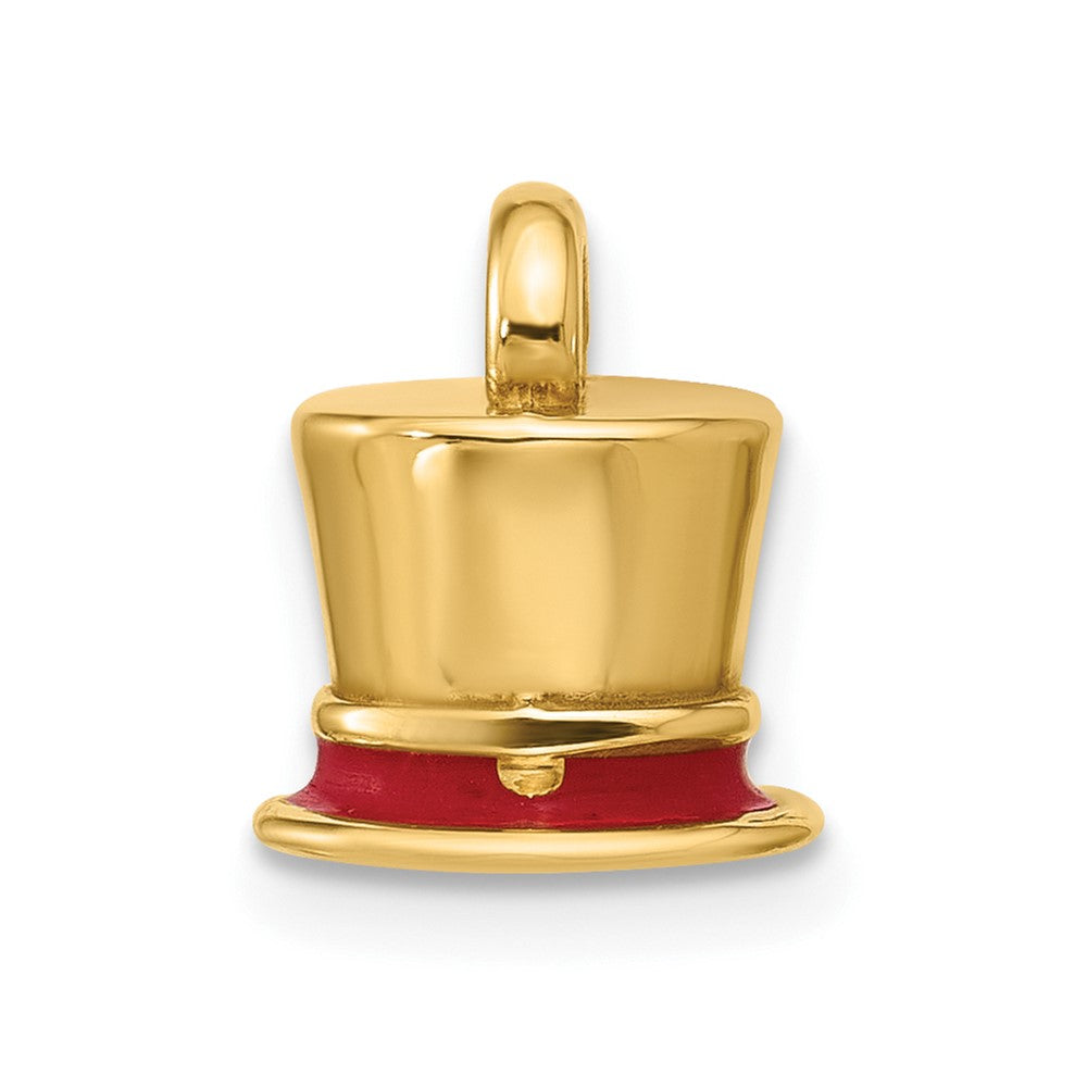 14K Gelbgold Fancy-Zylinder-Charm mit roter Emaillierung