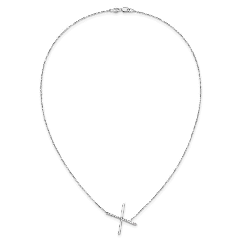 14K Weißgold Seitlich Diamant Initiale X 18 Zoll Halskette