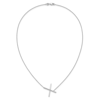 14K Weißgold Seitlich Diamant Initiale X 18 Zoll Halskette