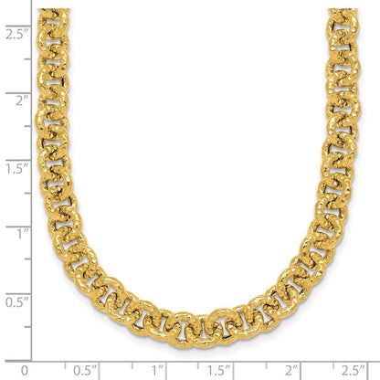 14K Gelbgold Poliert und Strukturiert 7.3mm Ankerkette Kette 18 Zoll Halskette