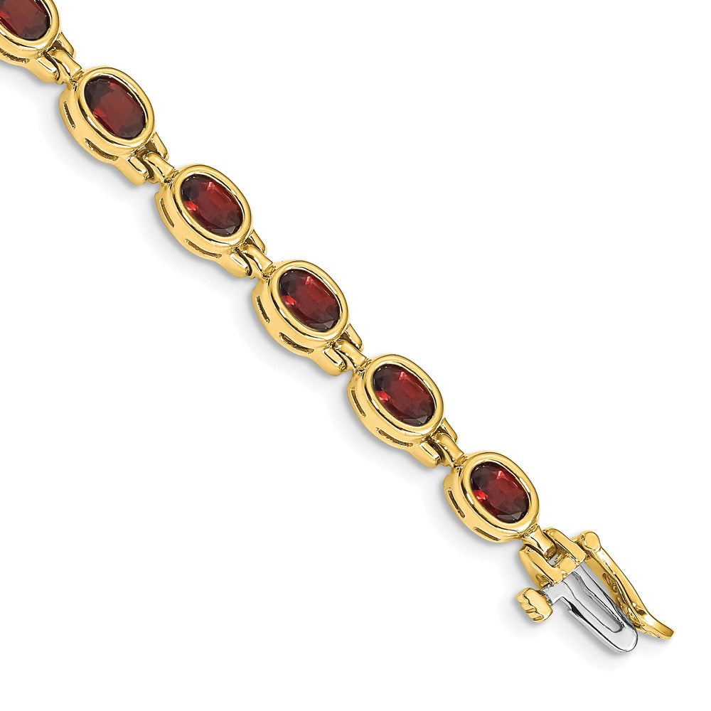14K Gelbgold Komplett Oval Granat Zargenfassung-set 7 Zoll Armband