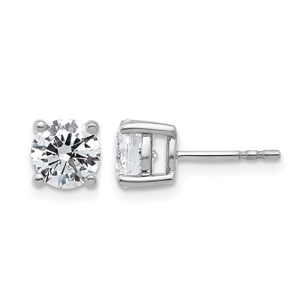 14K Weißgold 2K zertifizierte, im Labor gezüchtete Diamant-Ohrstecker, VS+ F+, rund, komplette Vierzacken-Fassung, leichtgewichtig