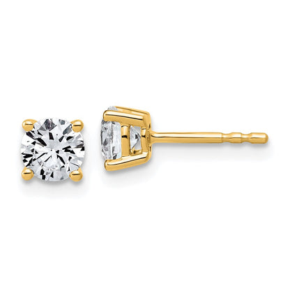 14K Gelbgold Ohrstecker mit 1K im Labor gezüchtetem Diamanten VS+ F+, rund, komplette Vierzackenfassung, leichtgewichtig