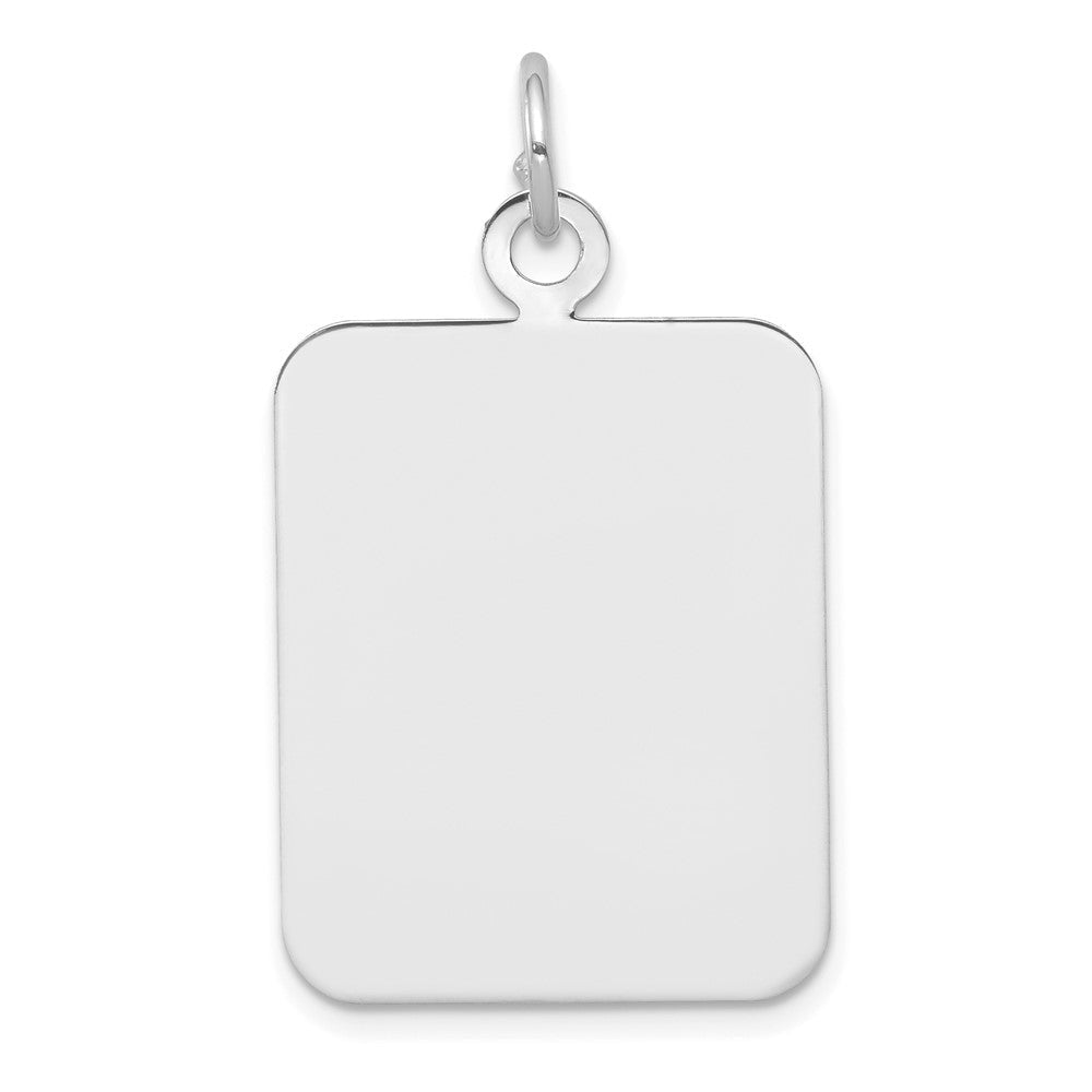 14K Weißgold Schlicht 24.7x19.8mm Rectangular Gravierbar Plättchen Charm