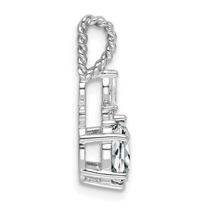 14K Weißgold Diamant und 7x5 Oval April/white Topas Gedreht Kette Anhänger