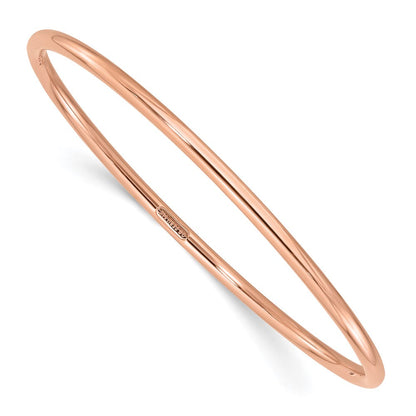 14K Roségold Poliert 3.00mm Schieber-on Rund Armreif Armband