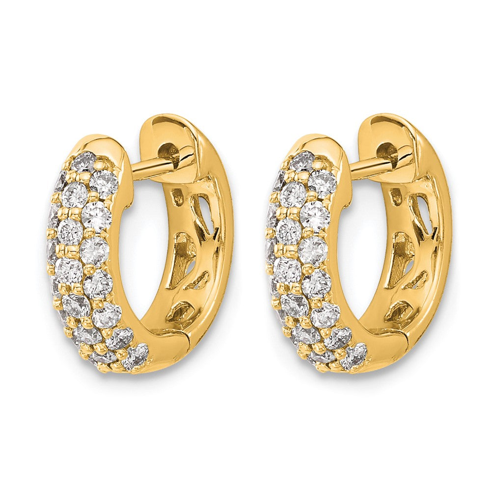 14K Gelbgold Creolen mit Klappscharnier und 0,5K Diamant-Pavé