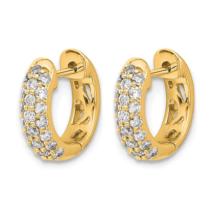 14K Gelbgold Creolen mit Klappscharnier und 0,5K Diamant-Pavé