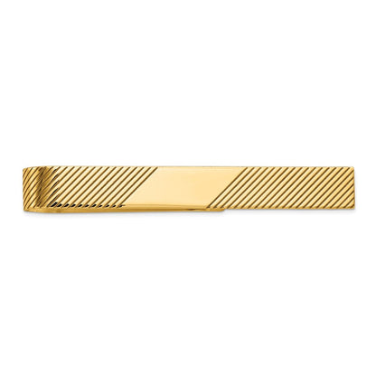 14K Gelbgold Herren Gerillt Gravierbar Krawatten Stab