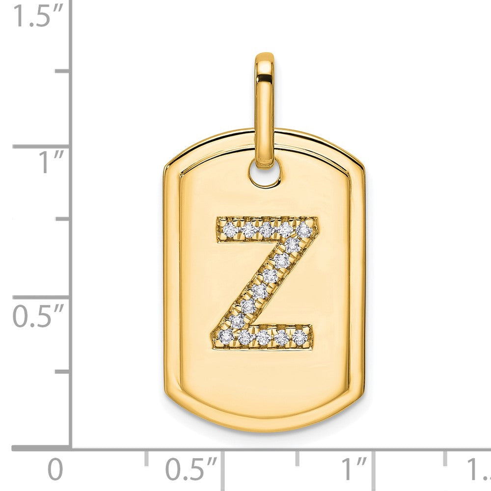 14K Gelbgold Diamant Initial Z Dog Tag Charm