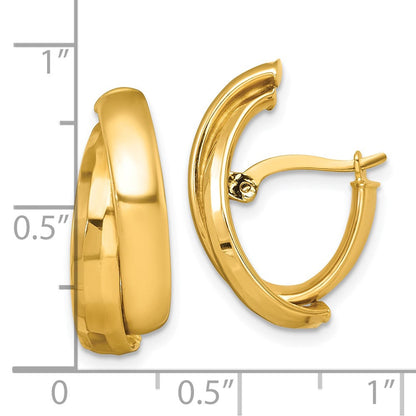 14K Gelbgold Poliert Fantasie Doppelt J- Creolen
