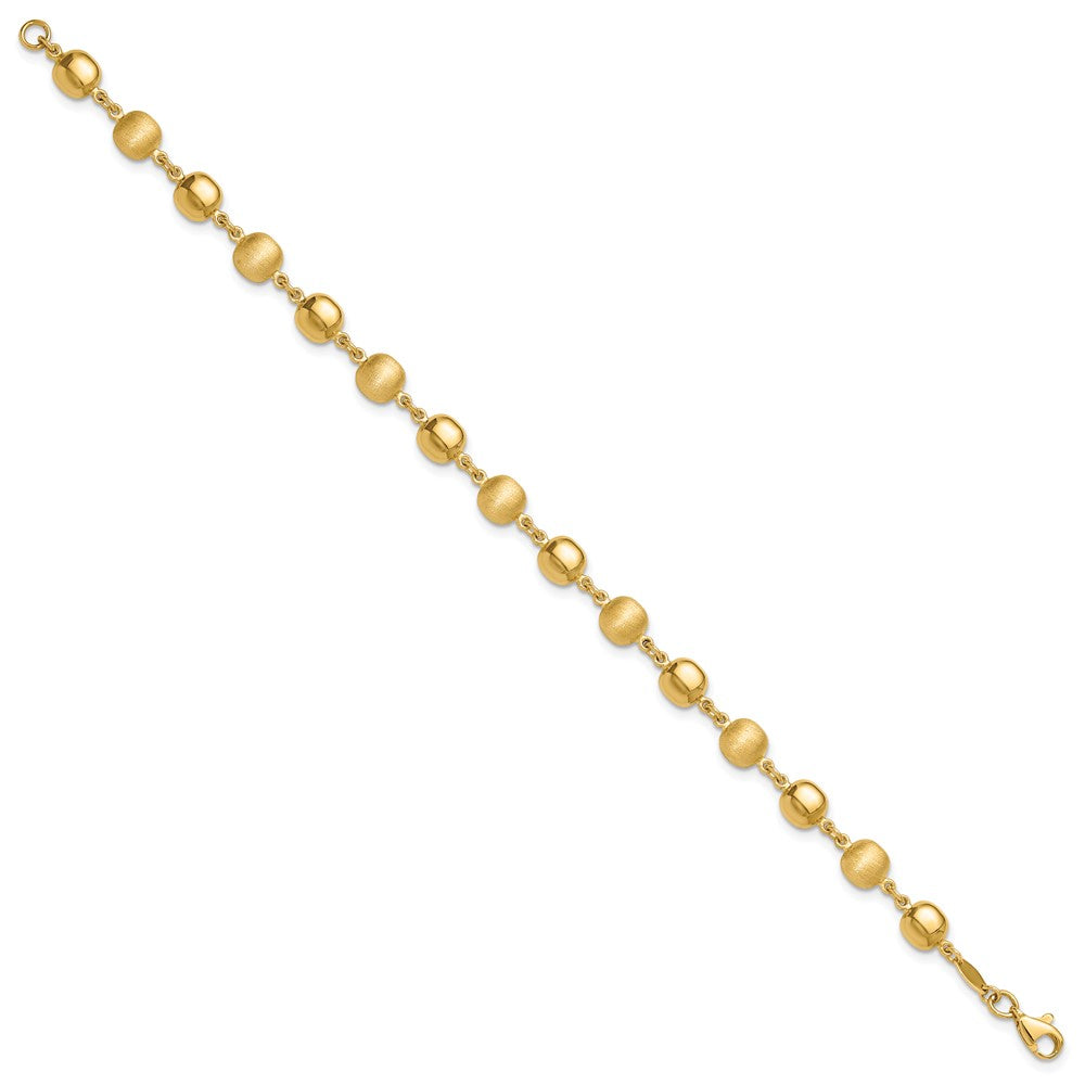 14K Gelbgold Poliert und Satiniert 5.5mm Gewölbt Kreise 7.5 Zoll Armband