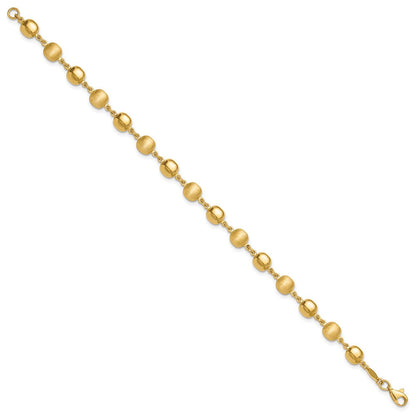 14K Gelbgold Poliert und Satiniert 5.5mm Gewölbt Kreise 7.5 Zoll Armband
