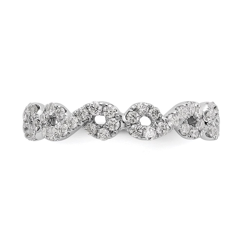 14K Weißgold Poliert Unendlichkeit Shared U Krappen Größe 7.5 Diamant Memoire B
