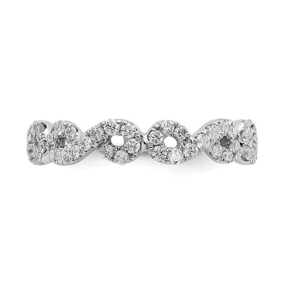 14K Weißgold Poliert Unendlichkeit Shared U Krappen Größe 7.5 Diamant Memoire B