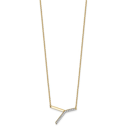 14K Gelbgold Seitlich Diamant Initiale Y 18 Zoll Halskette
