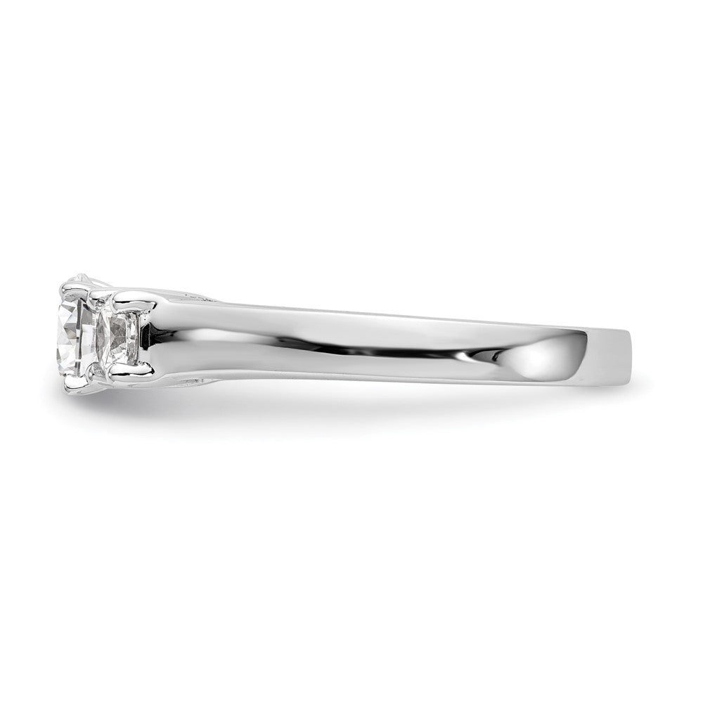 14K Weißgold 3-stone Stift Set Mittig Halbfassung Diamant Verlobungsring