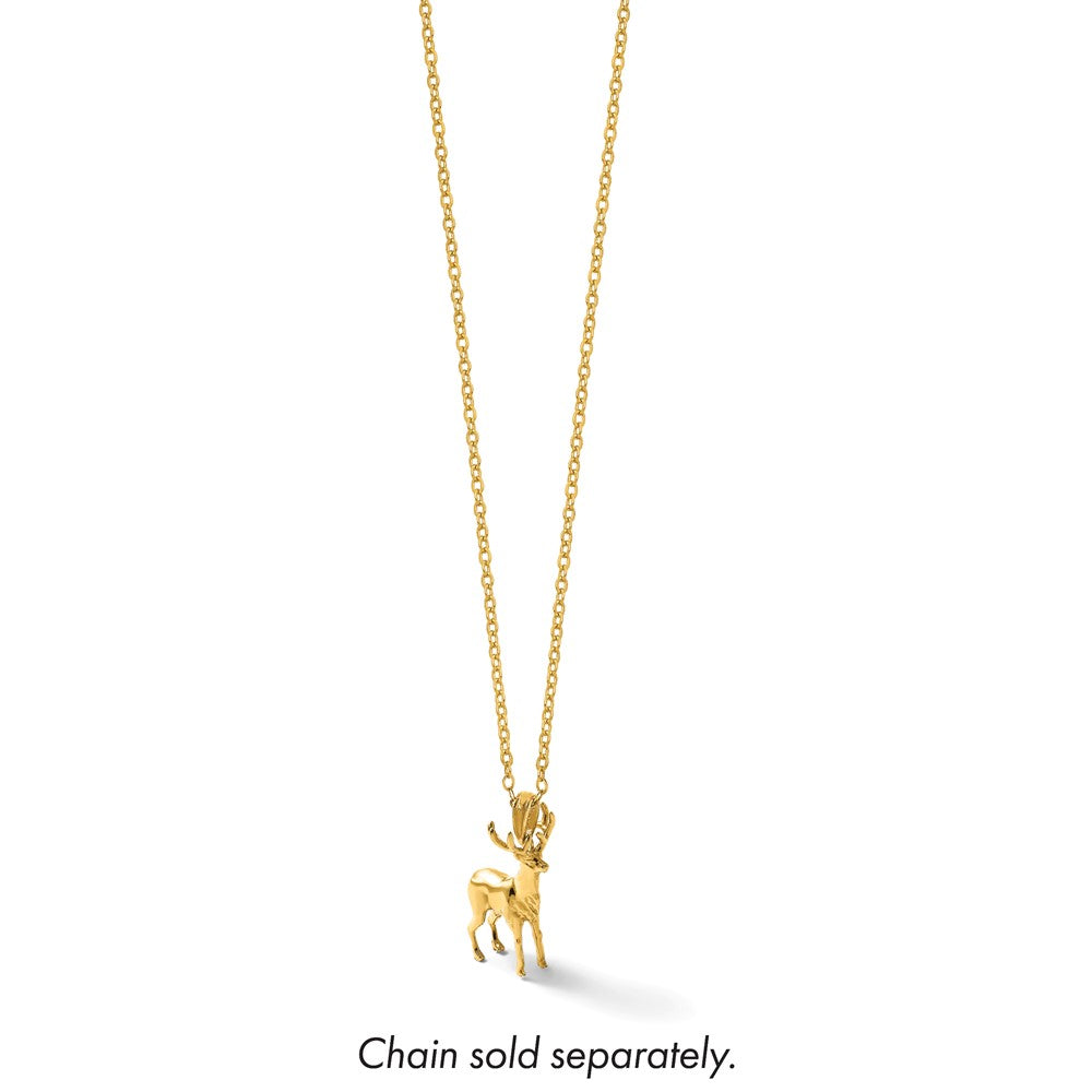 14K Gelbgold Polierter 3-D Rentier-Charm