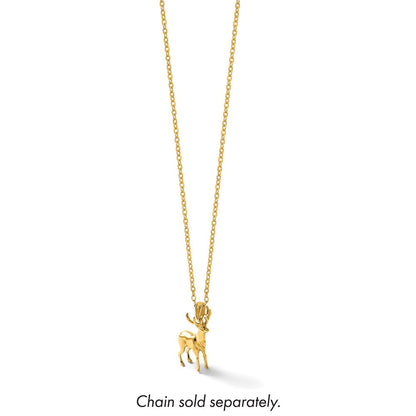 14K Gelbgold Polierter 3-D Rentier-Charm