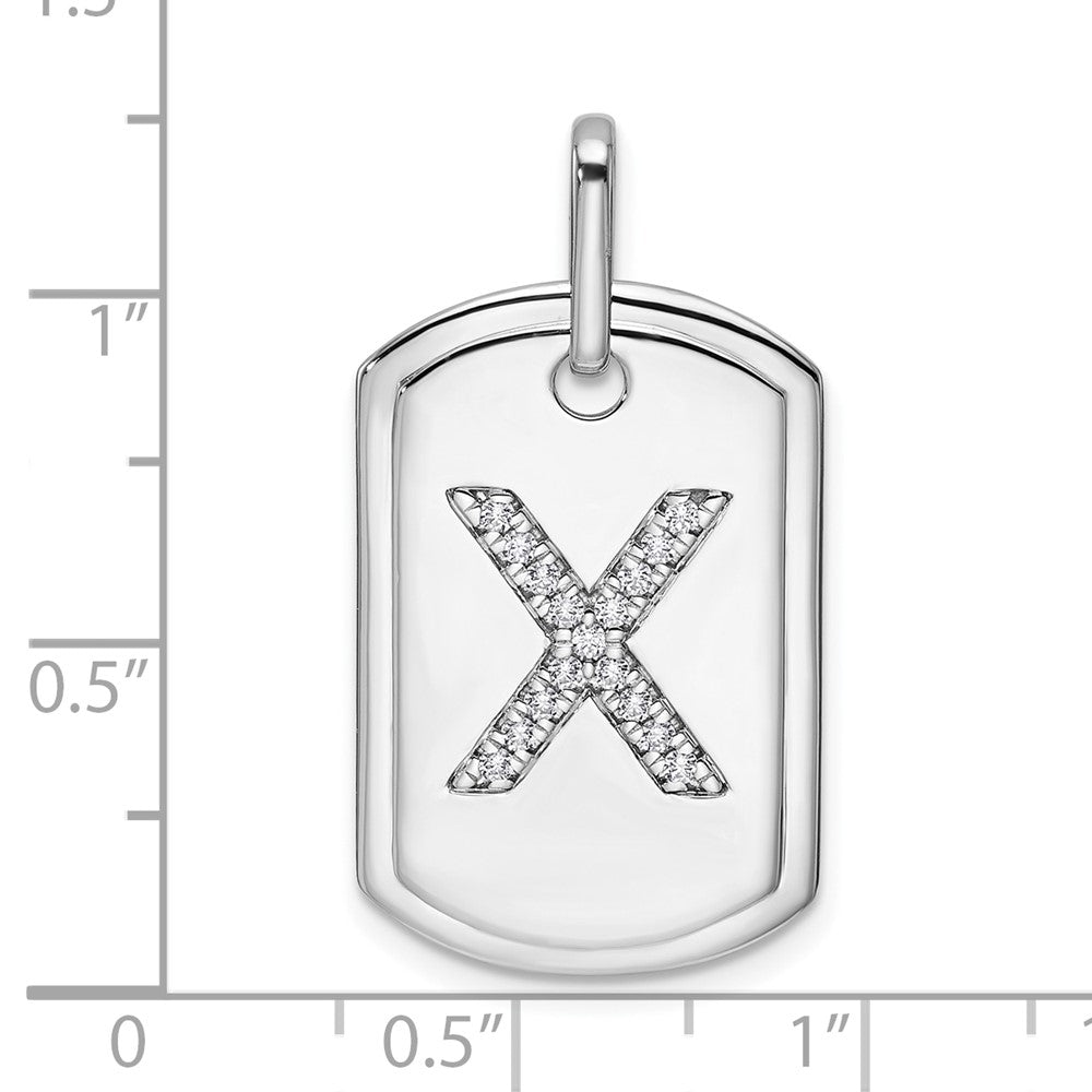 14K Weißgold Diamant-Erkennungsmarken-Charm mit Initiale „X“