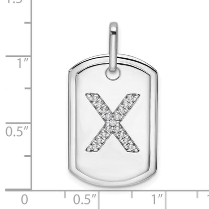 14K Weißgold Diamant-Erkennungsmarken-Charm mit Initiale „X“