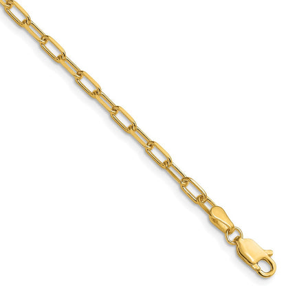 14K Gelbgold 3.0mm Massiv Abgeschrägt Büroklammer Halskette