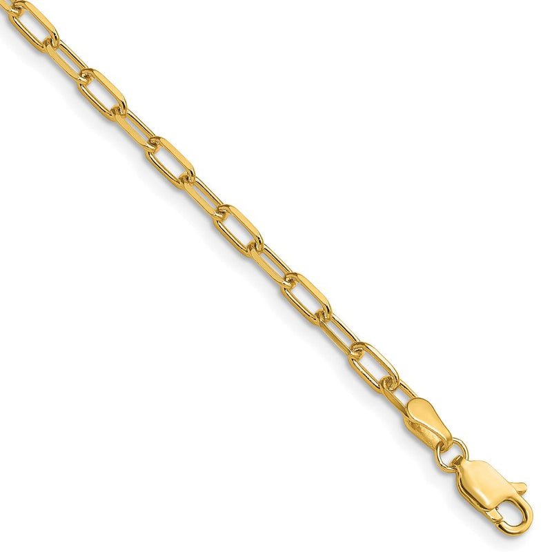 14K Gelbgold 3.0mm Massiv Abgeschrägt Büroklammer Halskette