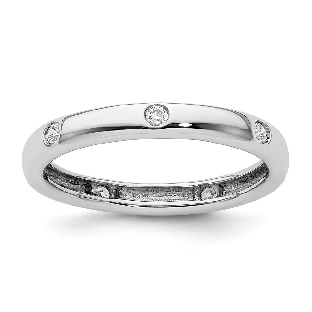 14K Weißgold Poliert Größe 5.5 Zargenfassung-set 1/10 Karat Diamant Komplett Memoire Ehering Ring