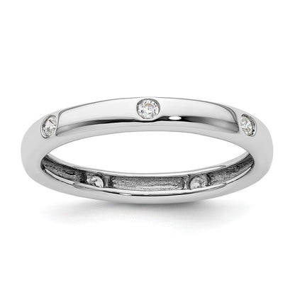 14K Weißgold Poliert Größe 5.5 Zargenfassung-set 1/10 Karat Diamant Komplett Memoire Ehering Ring