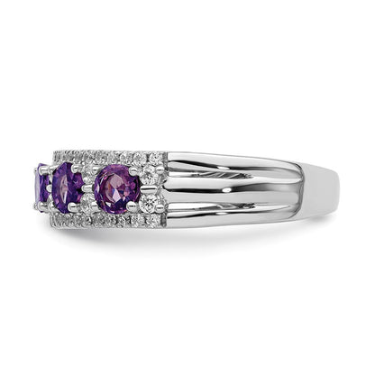 14K Gelbgold Ring mit Amethyst und Diamant, poliert