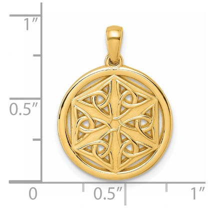 14K Gelbgold Polierter Keltischer Knoten Sechseck-Anhänger