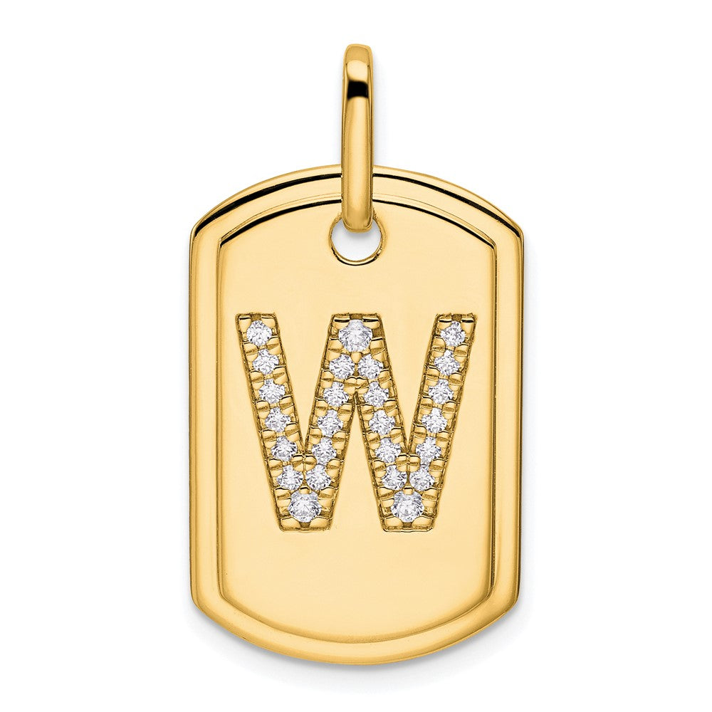 14K Gelbgold Diamant-Initiale „W" Dog-Tag-Charm