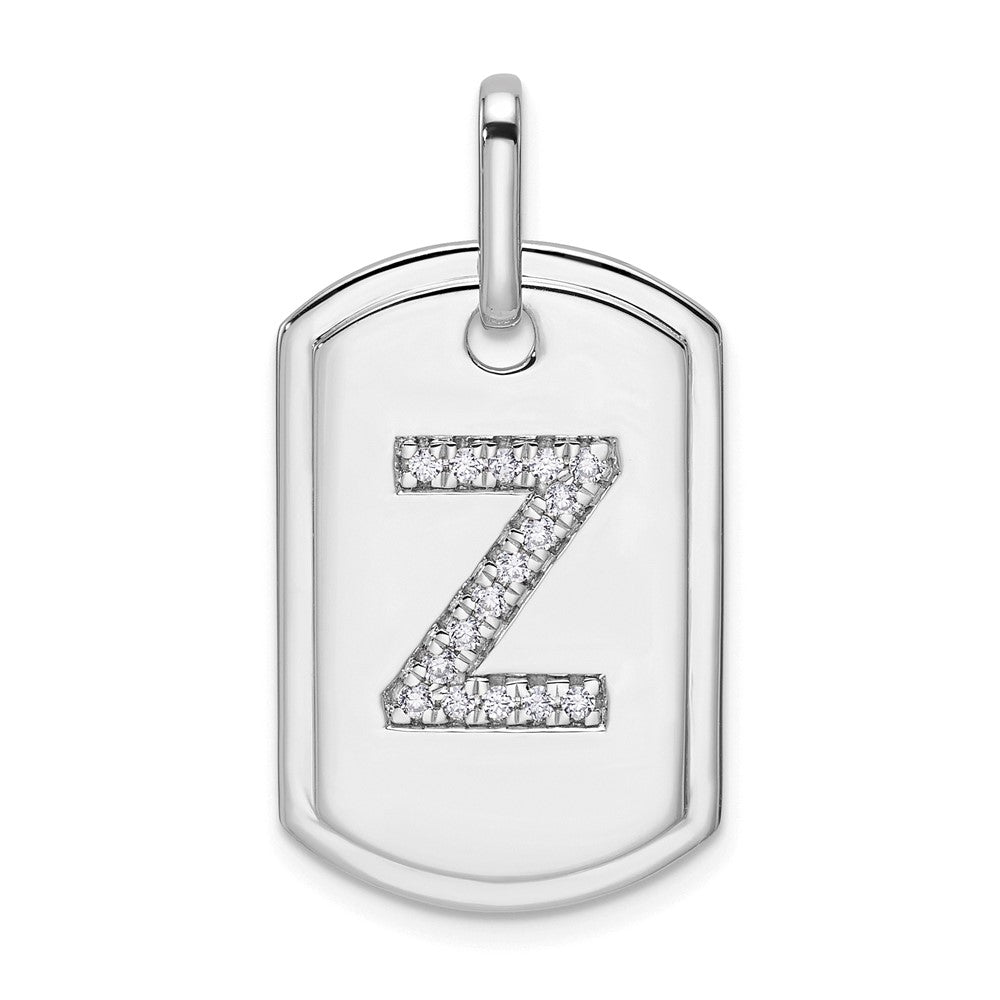 14K Weißgold Diamant-Initial-Z-Erkennungsmarken-Charm